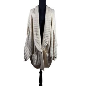Urban Outfitters Womens Medium Cream Chunky Knit Oversized Open Cardigan Pockets